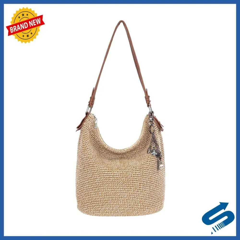 Hand-Crochet Hobo Bag Spacious Vegan Leather Everyday Boho Chic Travel